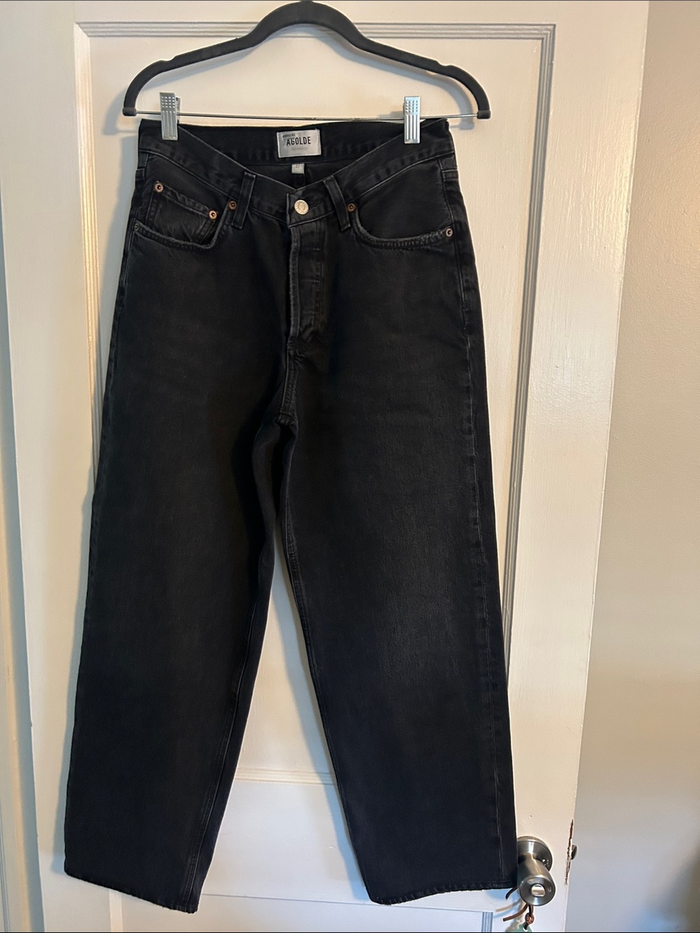 Agolde V Waist Black Straight-Leg Jeans.